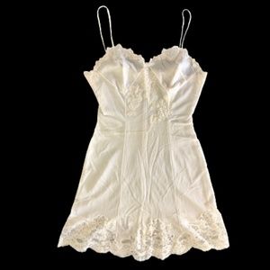 Torpedo Lingerie Slip Vintage 1980's White Lace Trim Womens France Sz 40